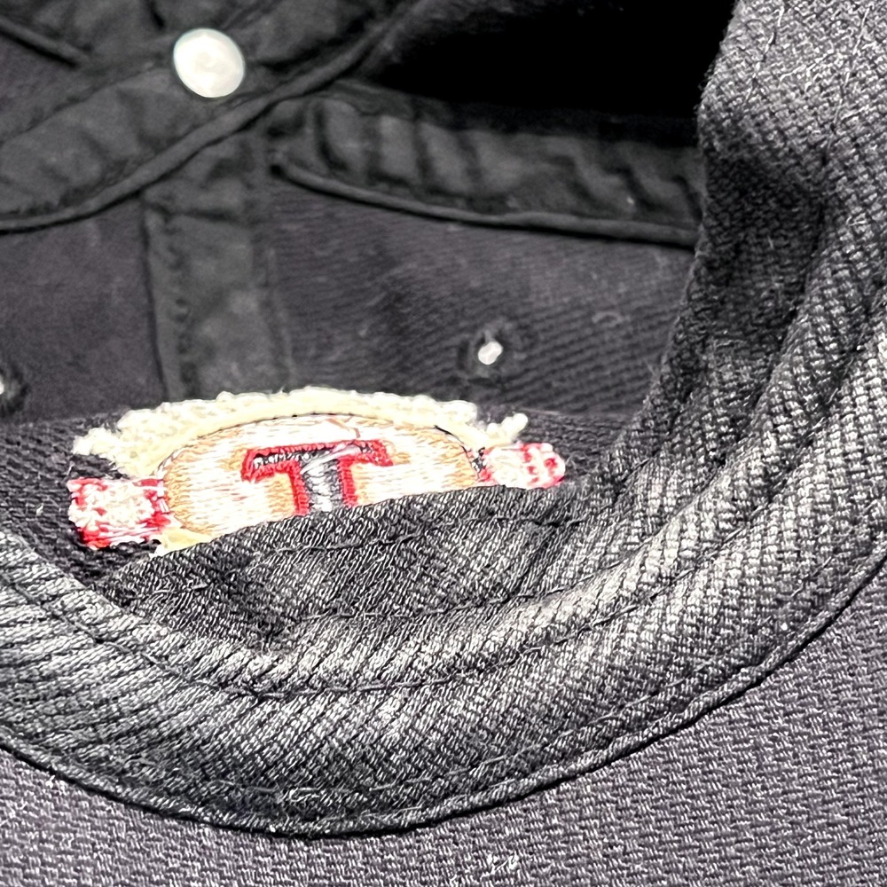 Vintage Lake Tahoe Corduroy‎ Strap Back Cap Hat Black Embroidered ADG American - Picture 7 of 9